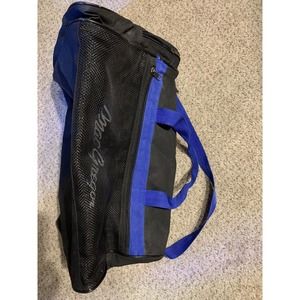 Vintage MacGregor 90s Duffle Gym Bag Black & Blue Nylon Approx. 10” x 17” x 8”